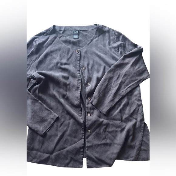 Eileen Fisher Brown 100% Silk Button Down Shirt Size Large - Picture 1 of 2